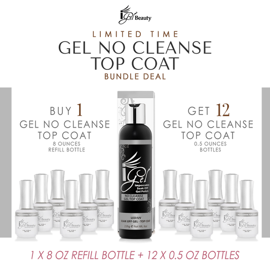iGel No Cleanse Top Coat 8oz Refill Bundle